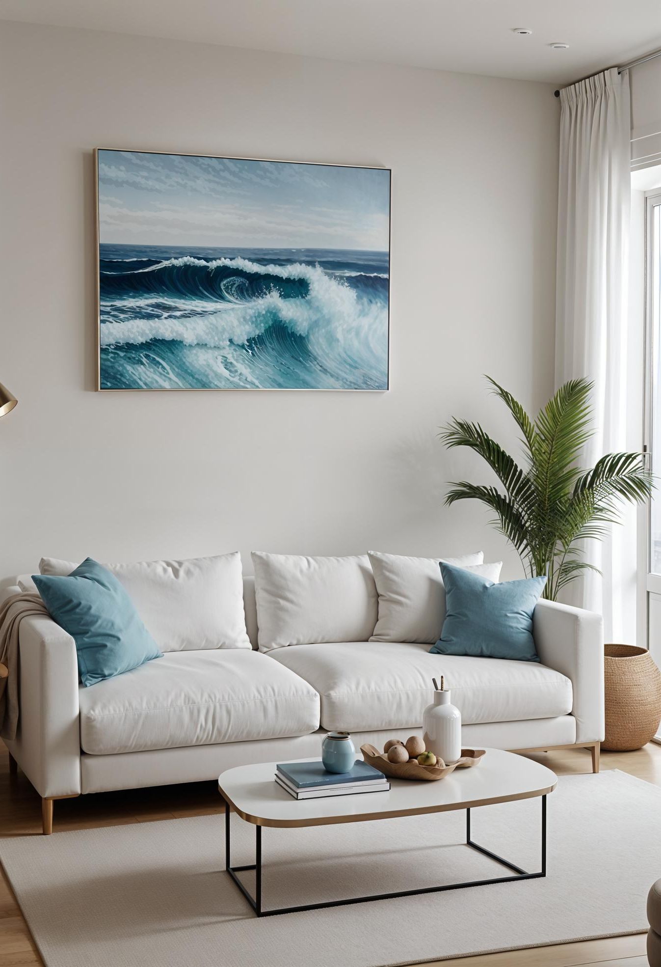 15 Aesthetic Modern Coastal Living Room Ideas 14 5. Coastal Artistic Touches for Interiors-0