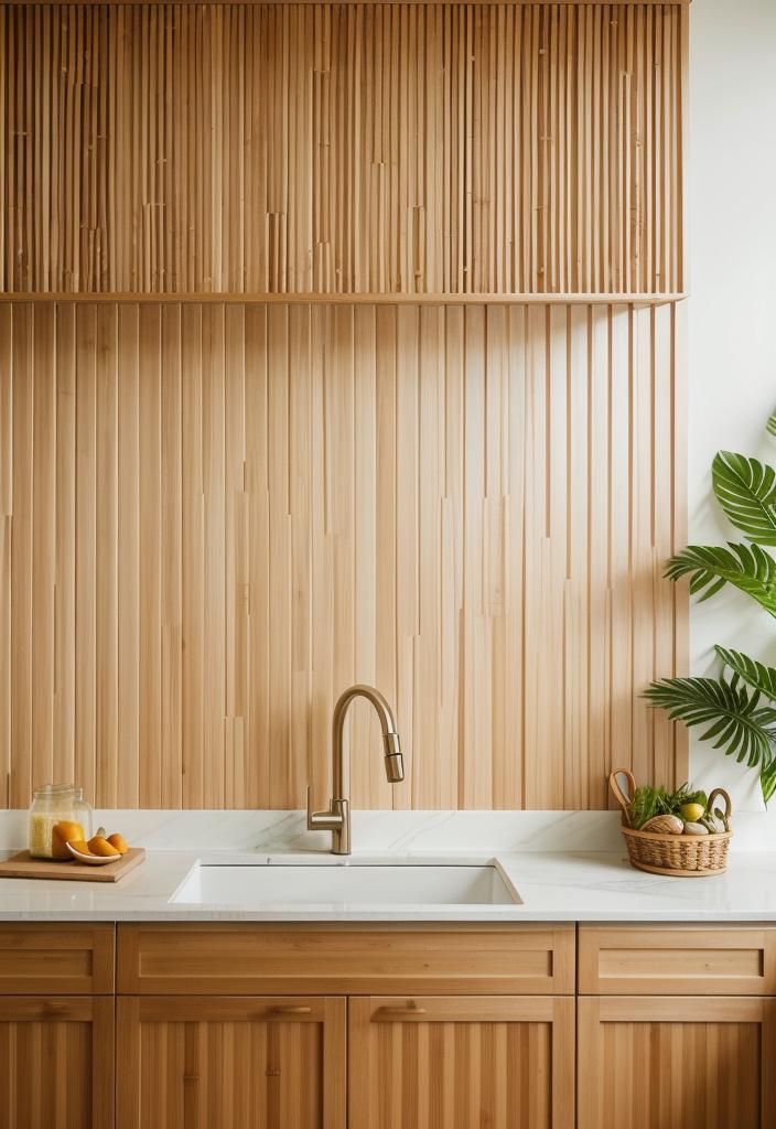 35 Stunning Kitchen Backsplash Ideas: Creative and Eye-Catching Designs 38 26. Bamboo Backsplash Ideas-0