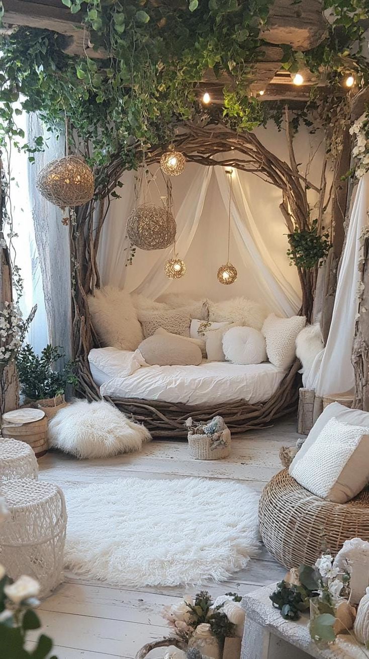 15. Wood Nymph Nest with Driftwood Decor and Neutral Tones-2