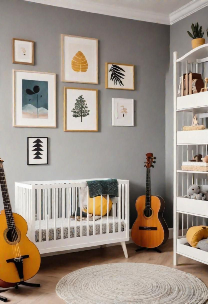 29 Serene Gender-Neutral Nursery Designs: Stylish & Inclusive Spaces for Every Baby 35 29. Harmonious Nursery Music-inspired Decor-0
