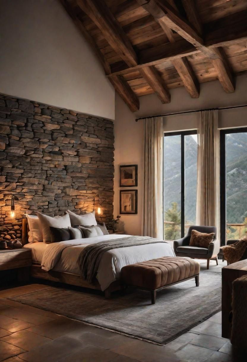 36 Earthy Bedroom Ideas for a Serene Space 21 10. Stone Fireplace Installations-0