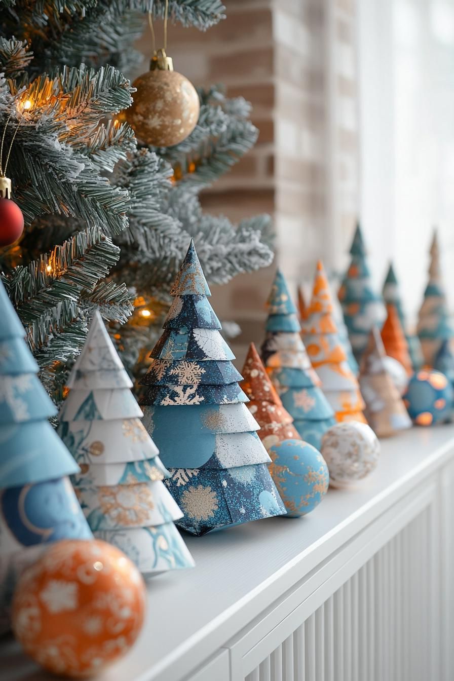 13. Patterned Paper Origami Christmas Trees-1