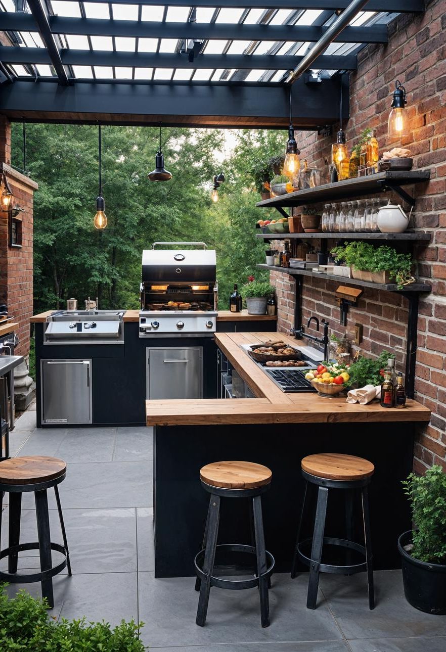 21 Stunning Outdoor Kitchen Patio Ideas (NEW) 36 13. Industrial Outdoor Kitchen Design Ideas-1