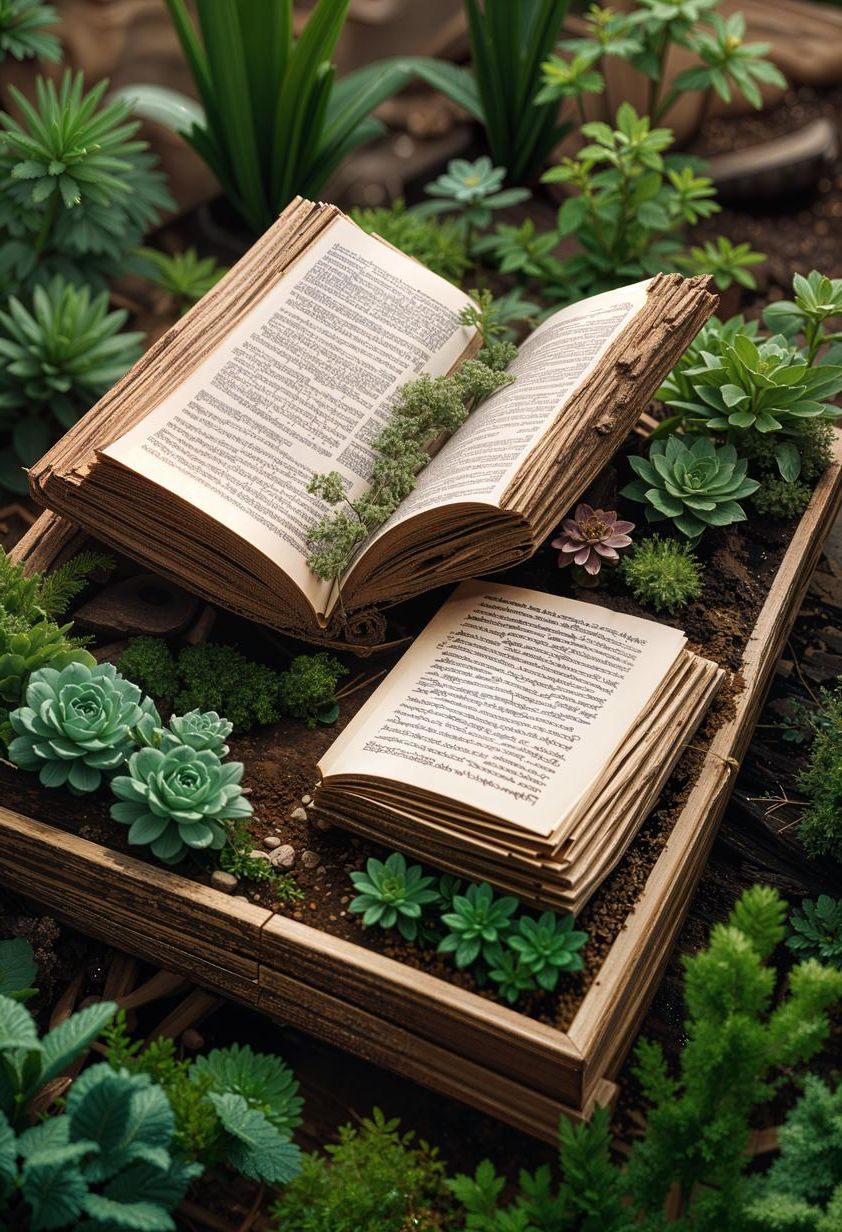 41 Stunning Garden Decor Ideas for an Aesthetic Backyard 24 18. Vintage Book Succulent Planter-0