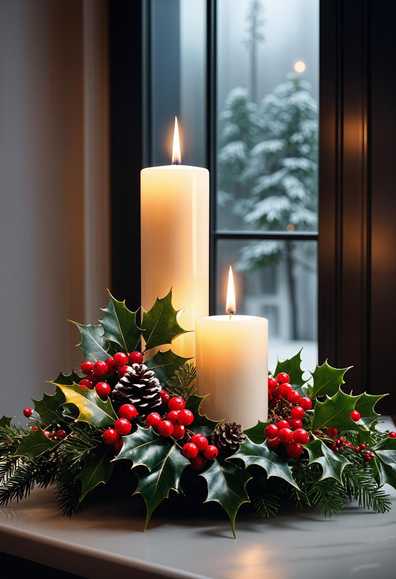 12. Winter Greenery Candle Displays-2