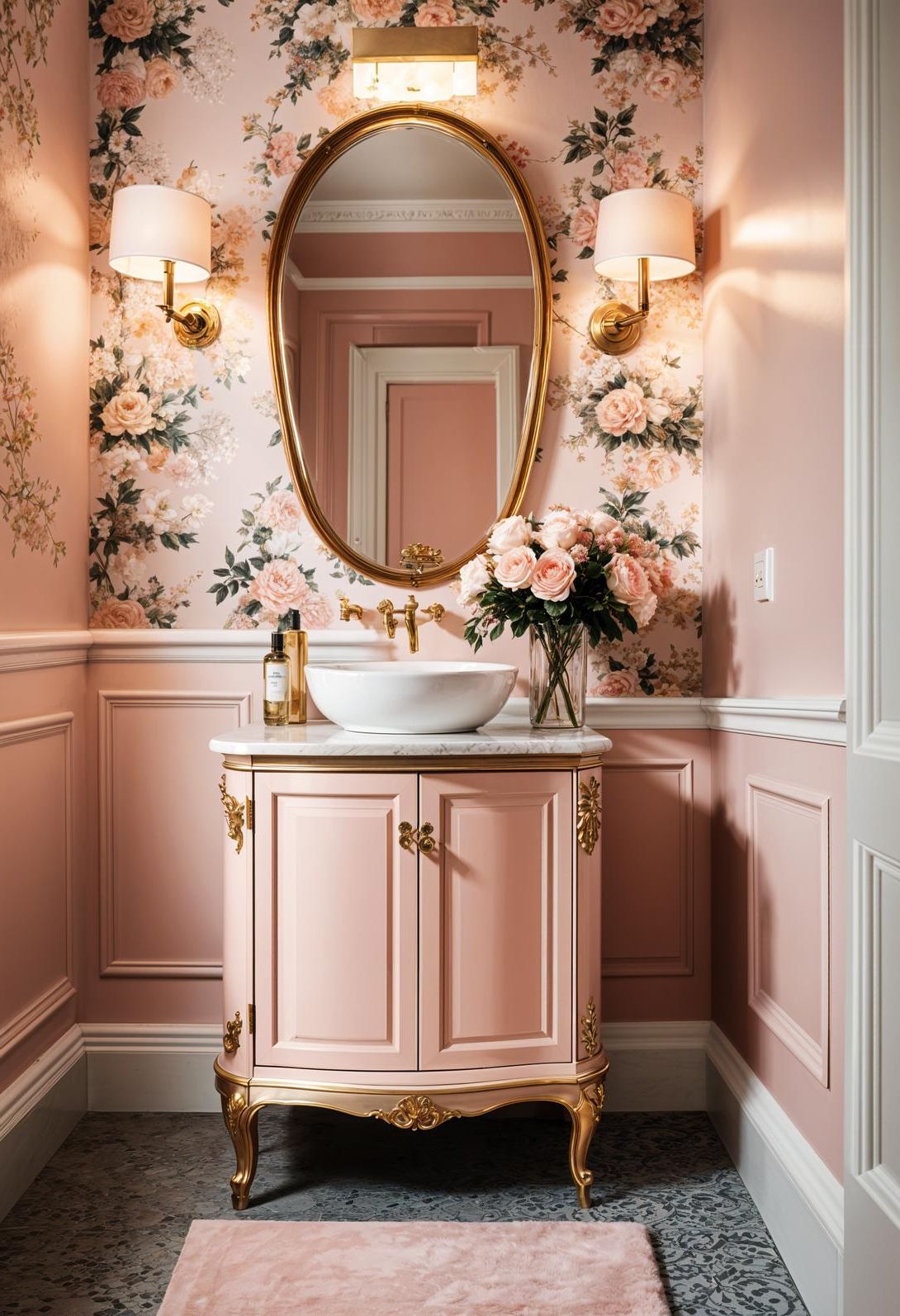 6. Elegant Romantic Pink Powder Room-1