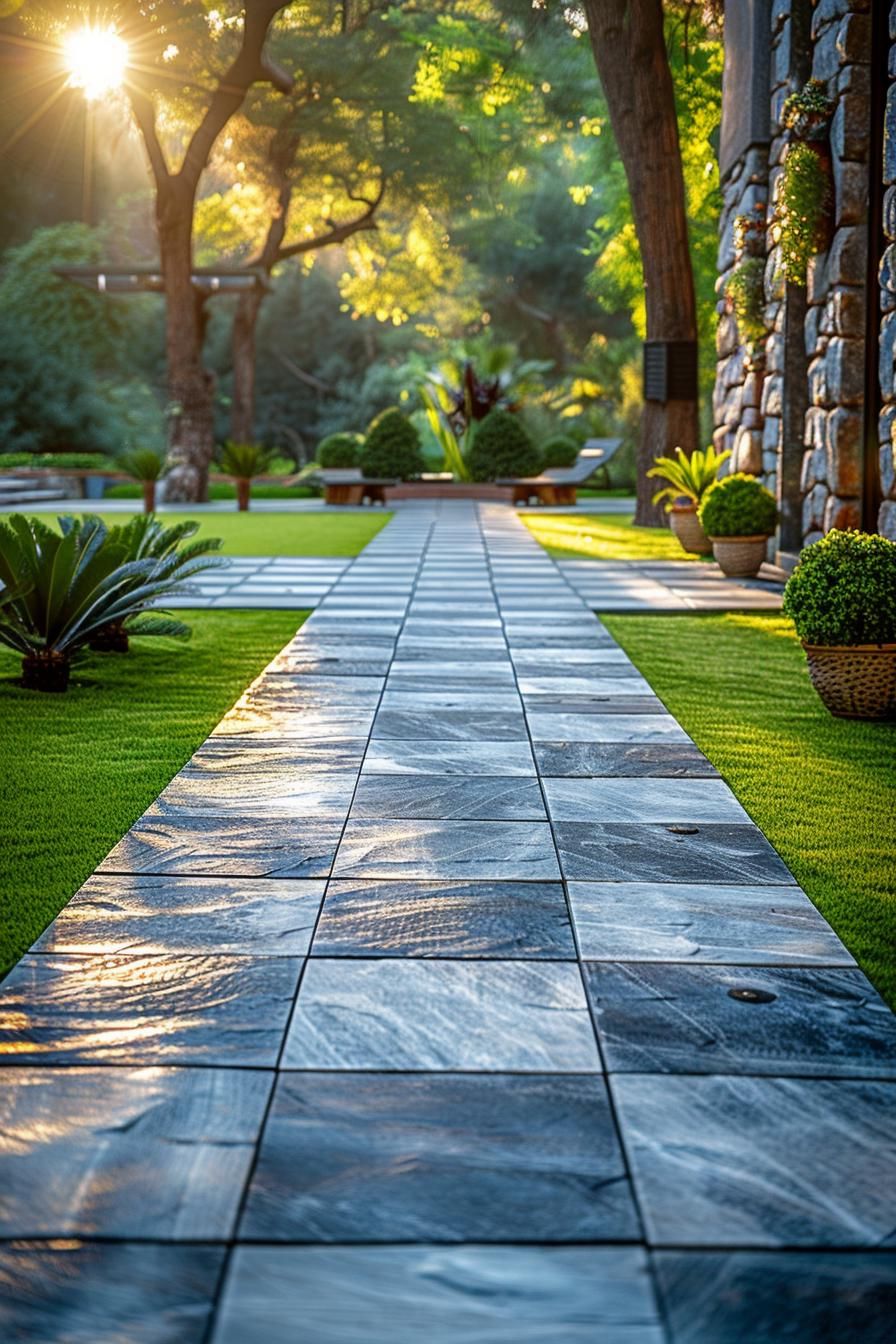 23 Gorgeous Paver Patio Ideas You Must See 26 9. Grass Checkerboard Patio Design-0