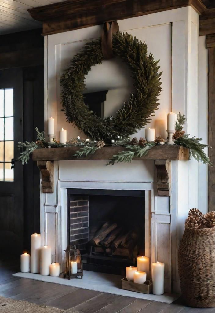25 Charming Farmhouse Living Room Ideas For 2025 12 10. Rustic Mantel for Farmhouse Living Room-0