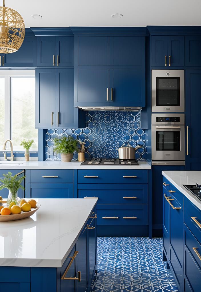 14. Chic Blue Kitchen Cabinets Section-1