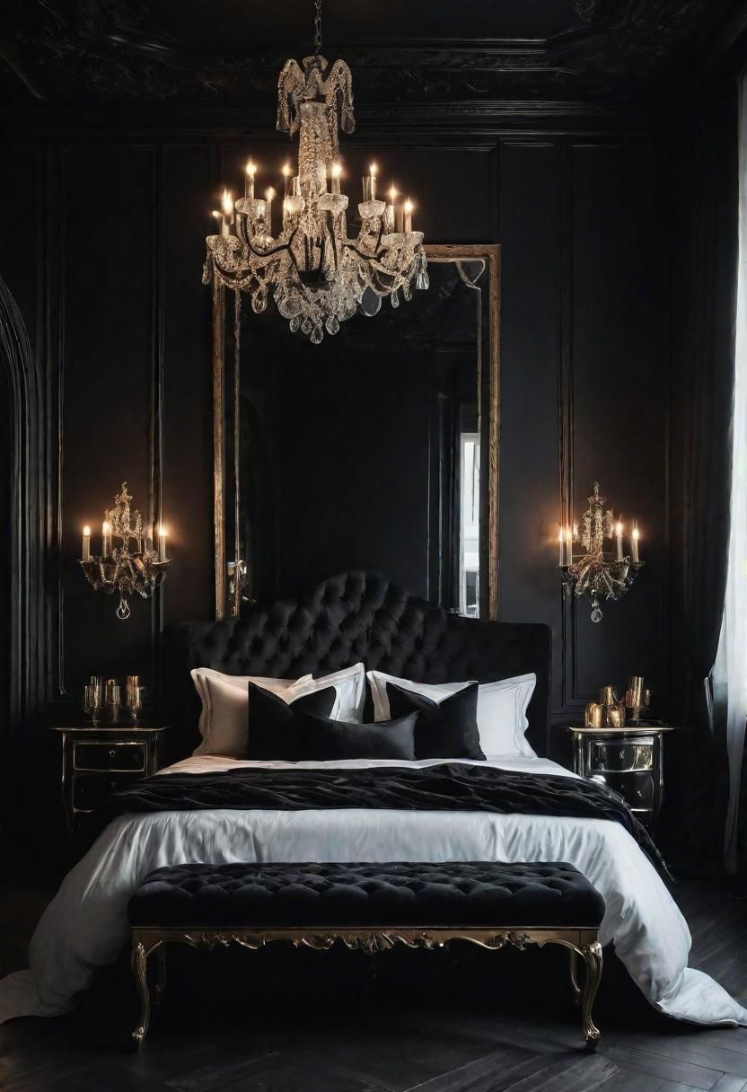 18 Bold Black Bedroom Ideas: Embrace Elegance 17 13. Gothic Bedroom Decor-0