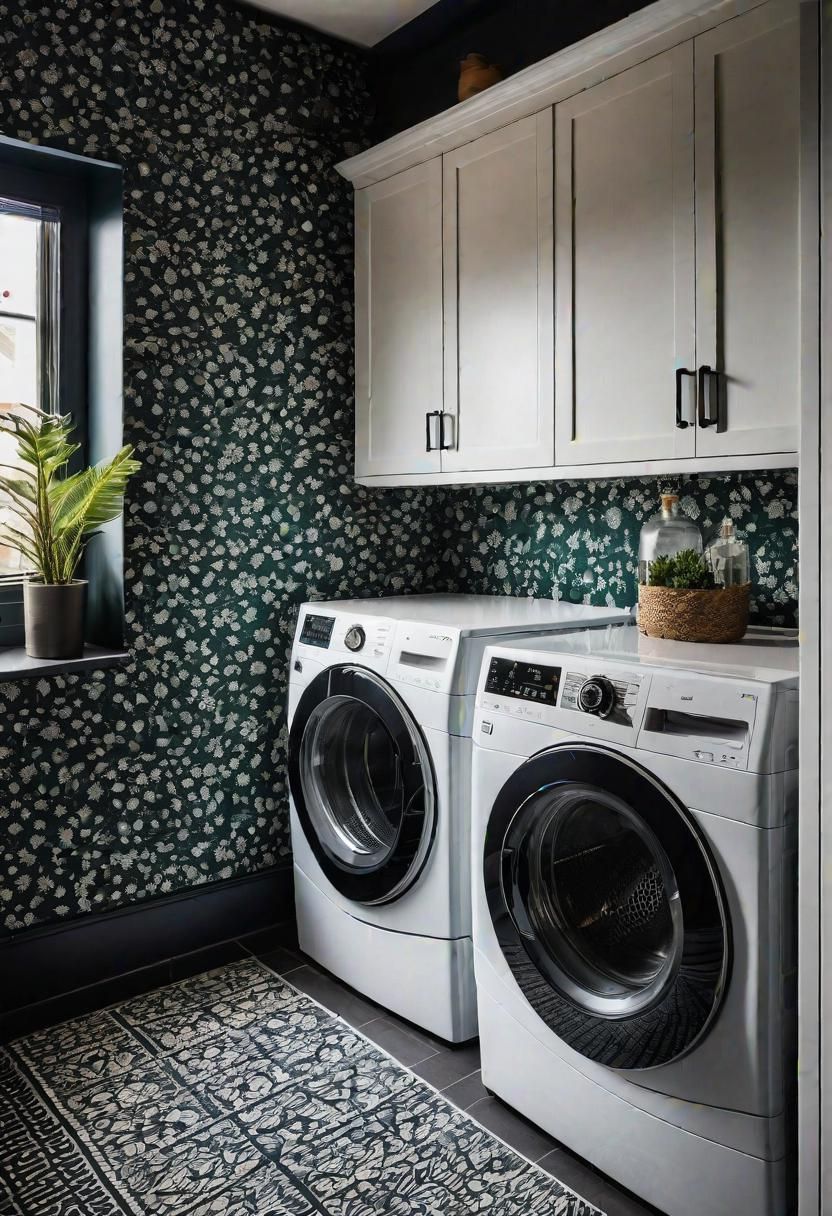 19 Space-Saving Small Laundry Room Ideas: Functional and Stylish 18 13. Bold Wallpaper Focal Point-0