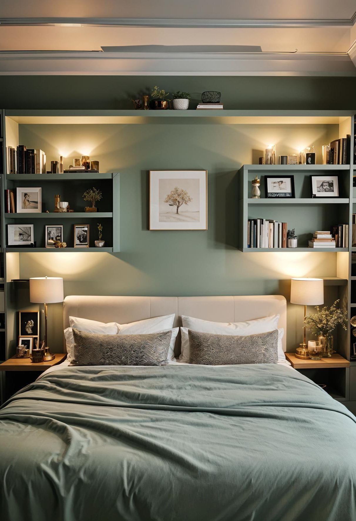 25. Sage & Cream Bookshelf Lighting-0