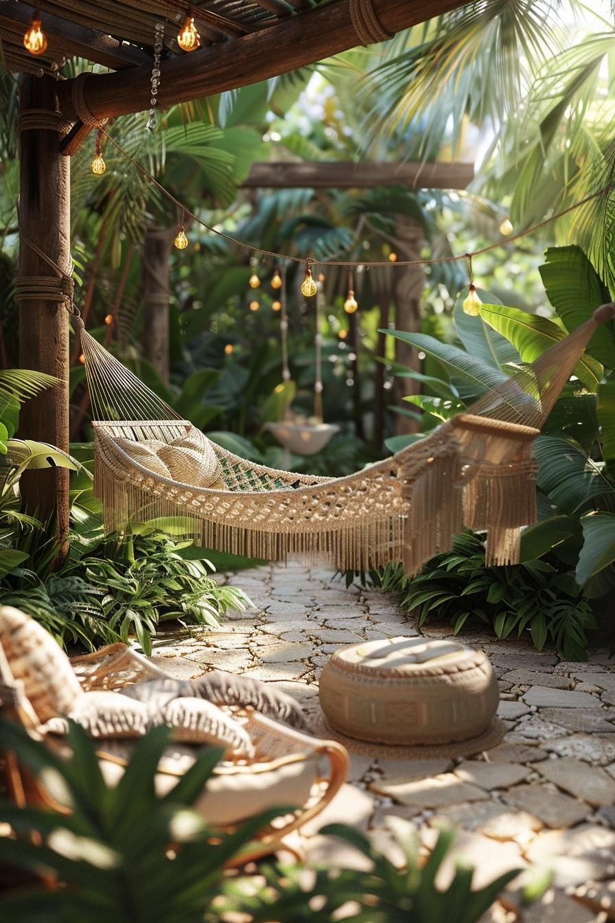 19 Trendy Patio Furniture Ideas for Chic Outdoor Spaces 9 4. Macramé Hammock Chairs for Patio-0
