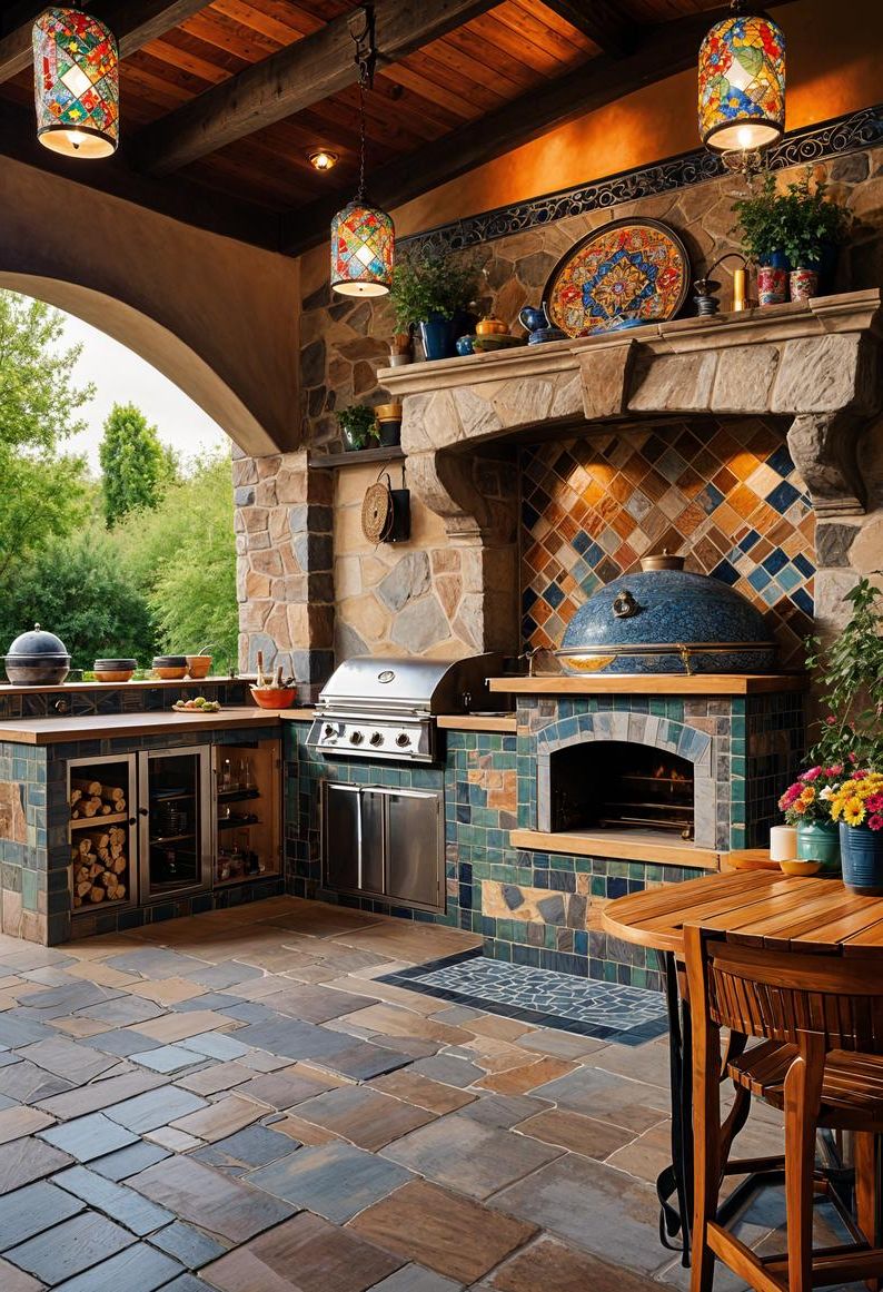 21 Stunning Outdoor Kitchen Patio Ideas (NEW) 45 17. Custom Artisan Outdoor Kitchen Design-0