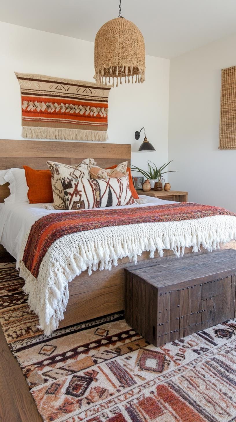 15 Unique Boho Bedroom Decor Ideas You Need To See 14 4. Textured Rug Tapestry-2