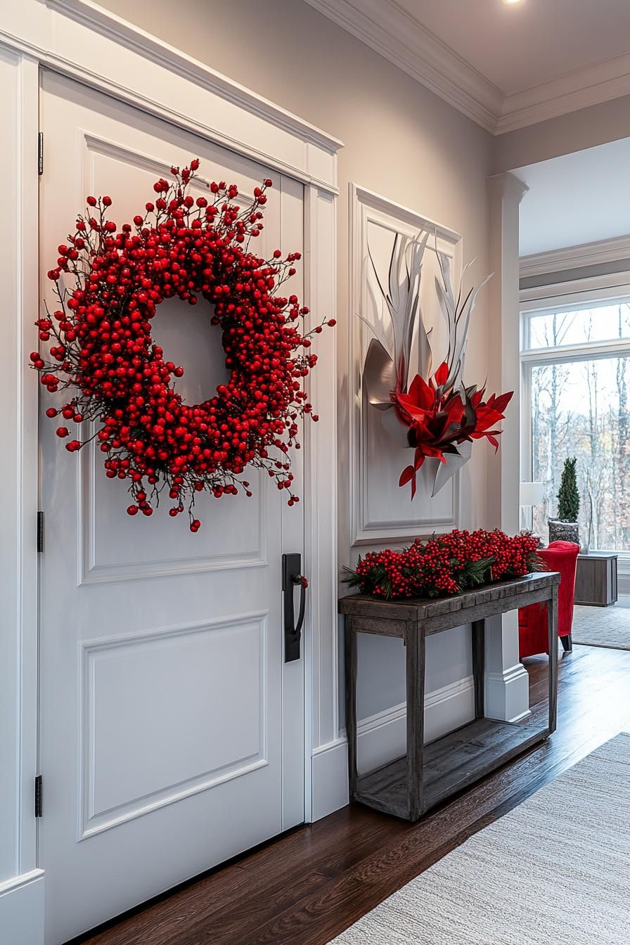 20. Berry Wreaths on White Doors-1