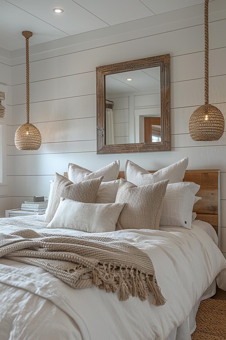 15 Aesthetic Coastal Bedroom Ideas For A Dreamy Retreat 17 6. Rope-Framed Coastal Mirrors-2