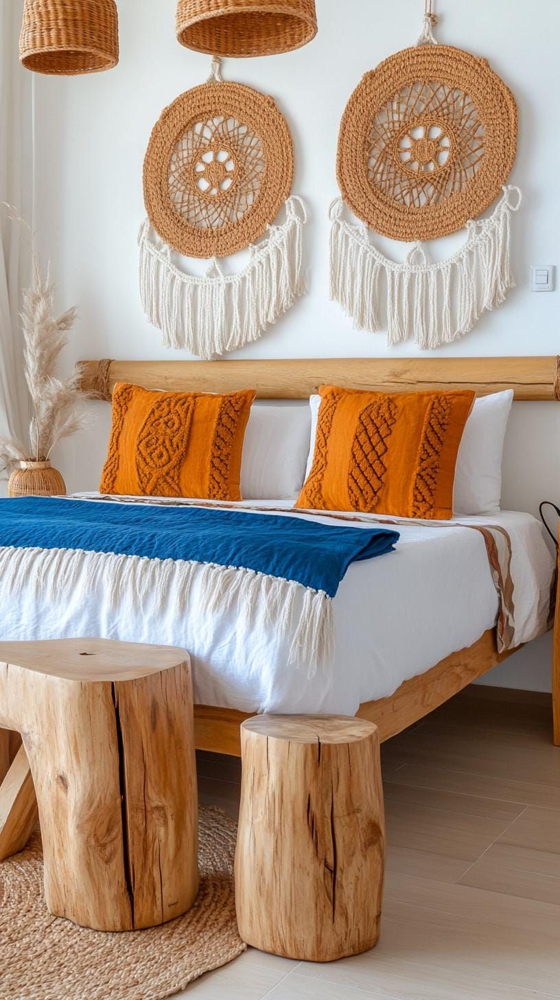 21 New Bedroom Ideas for Your 2025 Refresh 27 9. Macramé wall art paired with rustic wood furnishings-0