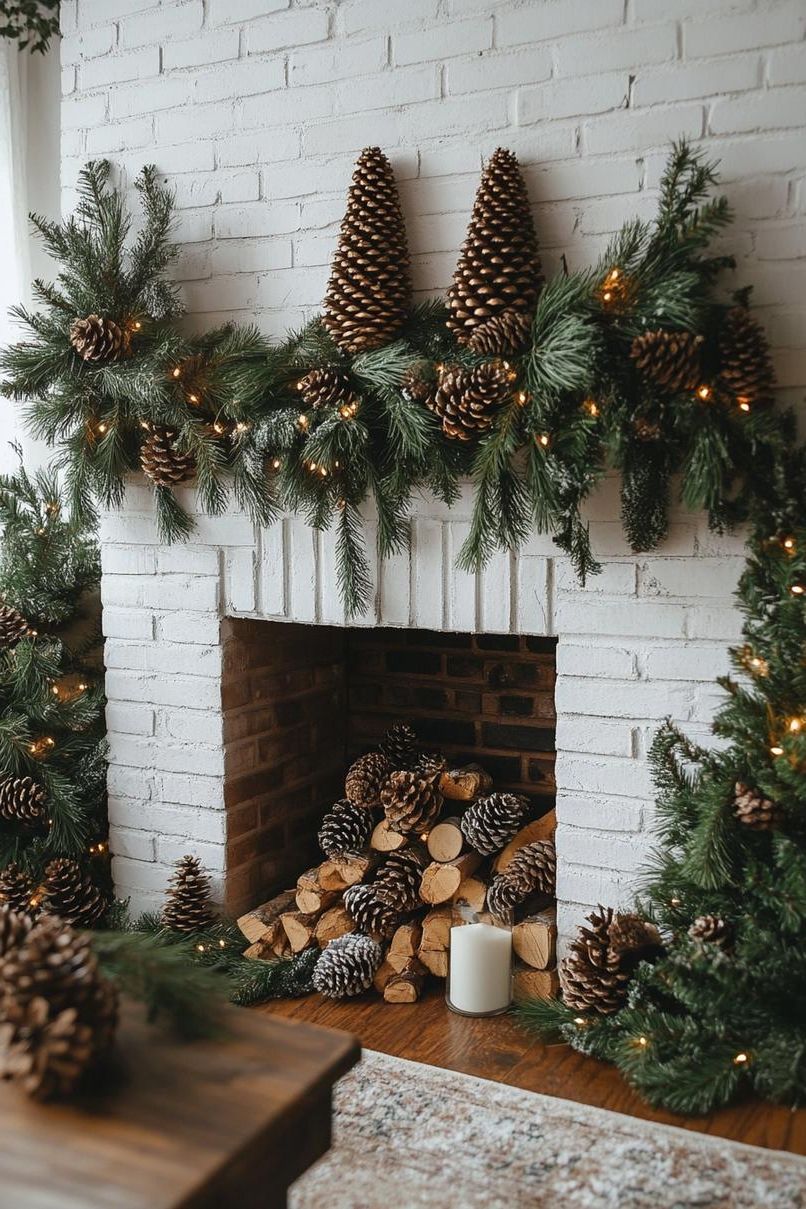 17. Festive Mantel Garlands: Pinecone & Berry-0