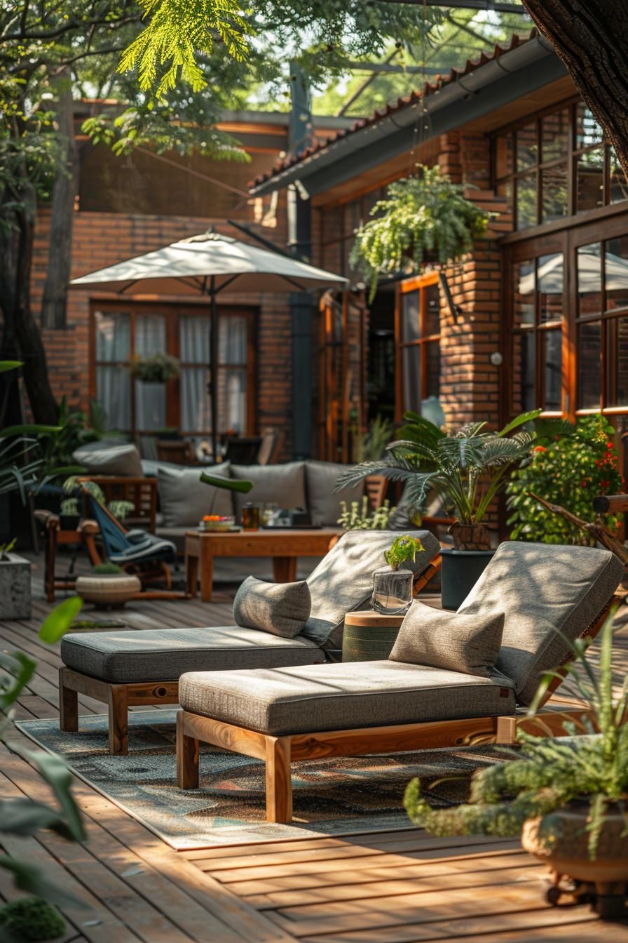 19 Trendy Patio Furniture Ideas for Chic Outdoor Spaces 14 7. Luxurious Teak Lounge Chairs-1