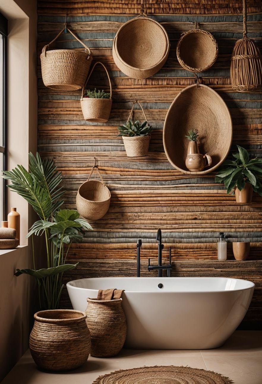 10. Boho Bathroom Basket Wall Art-0