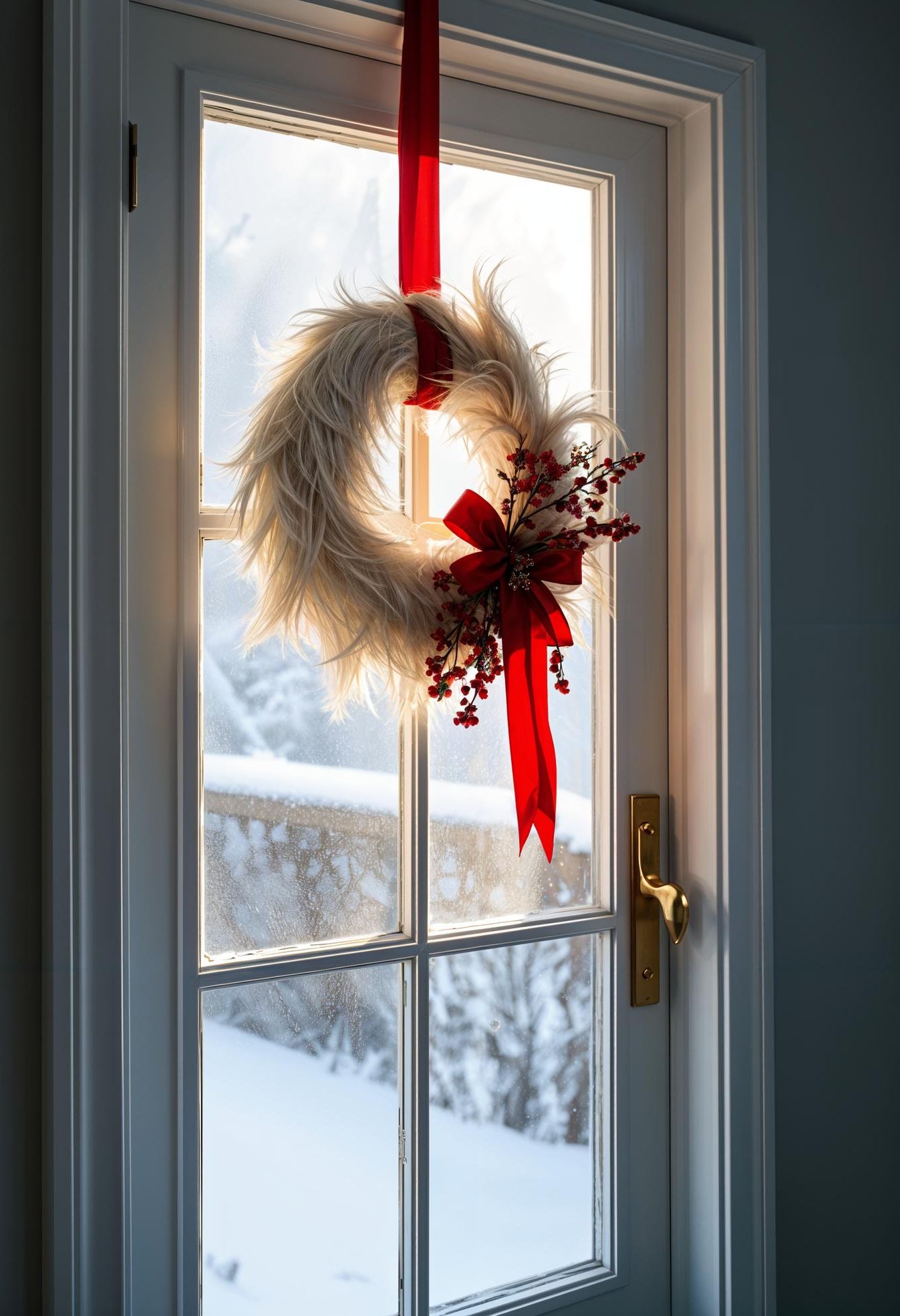 7. Festive White Wreaths with Red-0