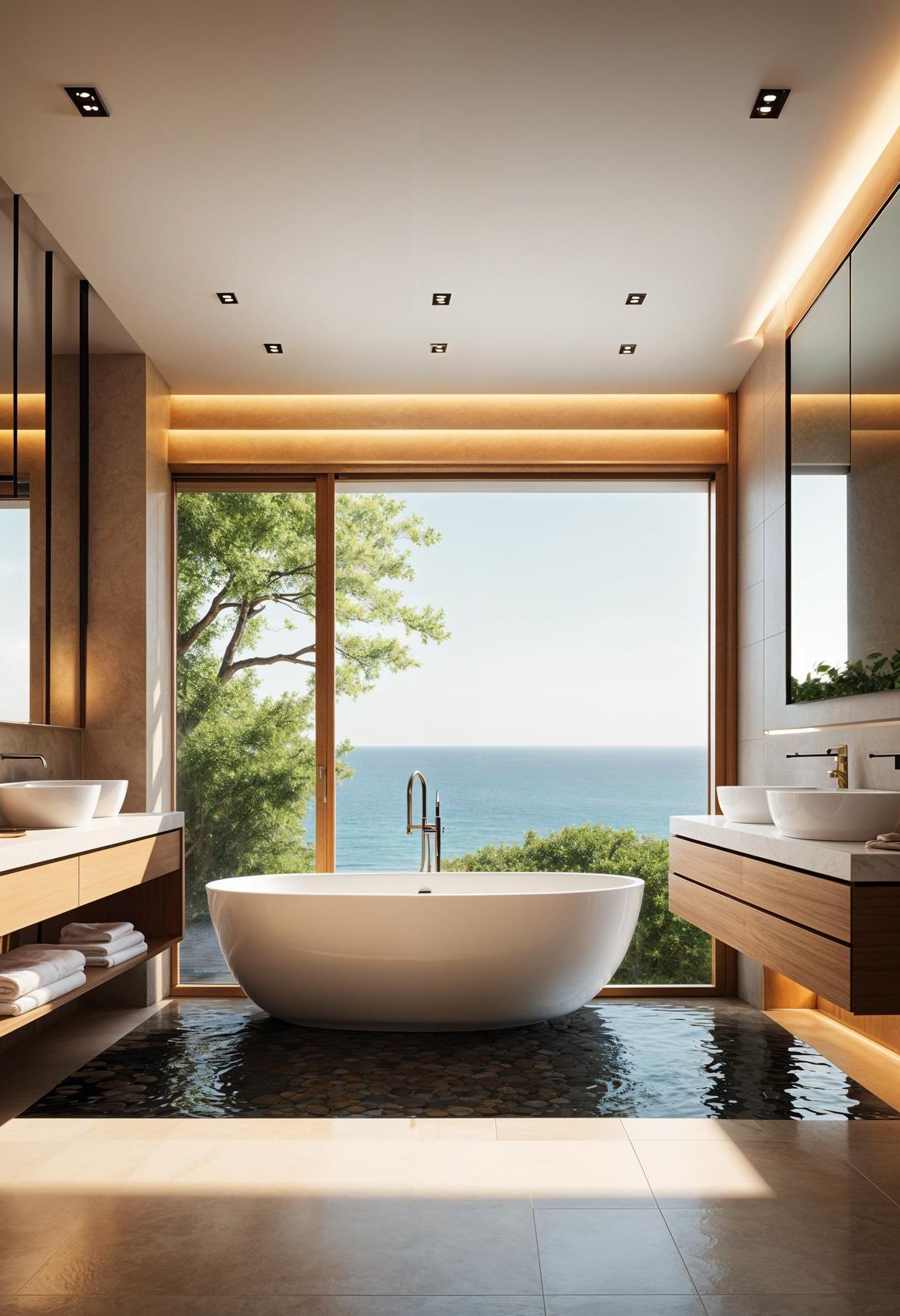 5. Luxurious Sunken Bathtubs with Pebble Inlays-2