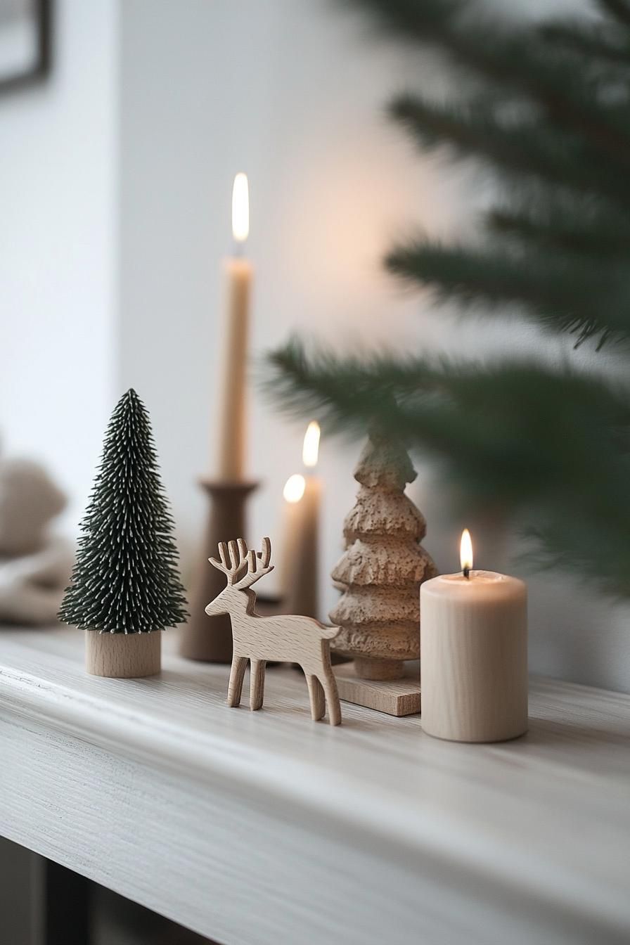 20 Minimalist Christmas Decor Ideas You’ll Love in 2025 23 9. Nordic Wooden Holiday Figurines-1