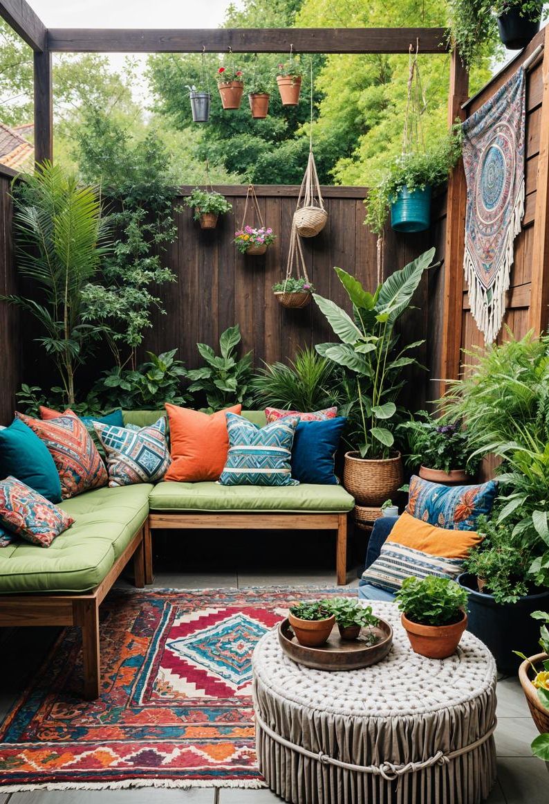 15 Gorgeous Budget-Friendly Back Patio Ideas 3 1. Budget-Friendly Boho Patio Seating Ideas-0