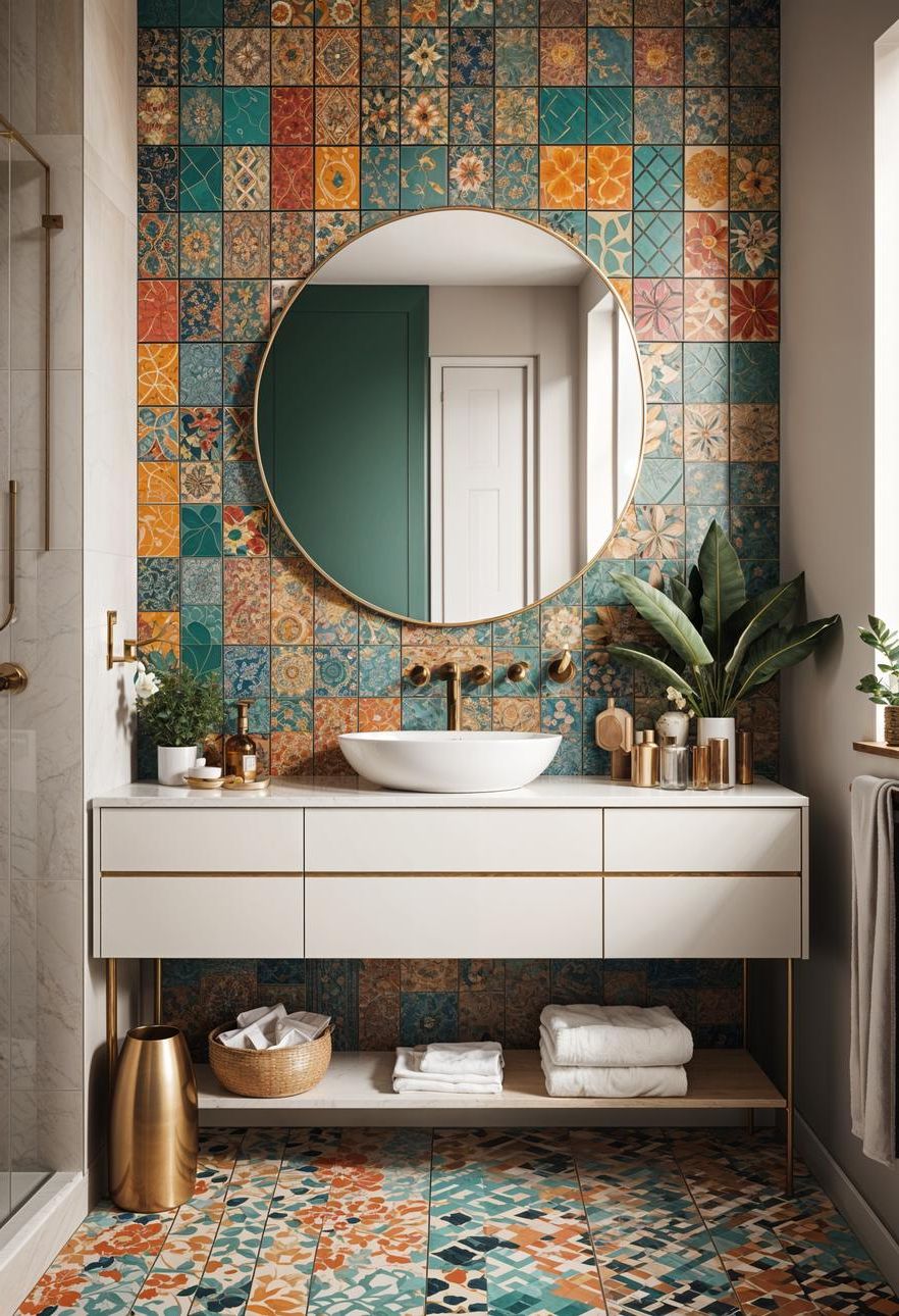 9. Geometric Boho Tile Backsplash Ideas-1