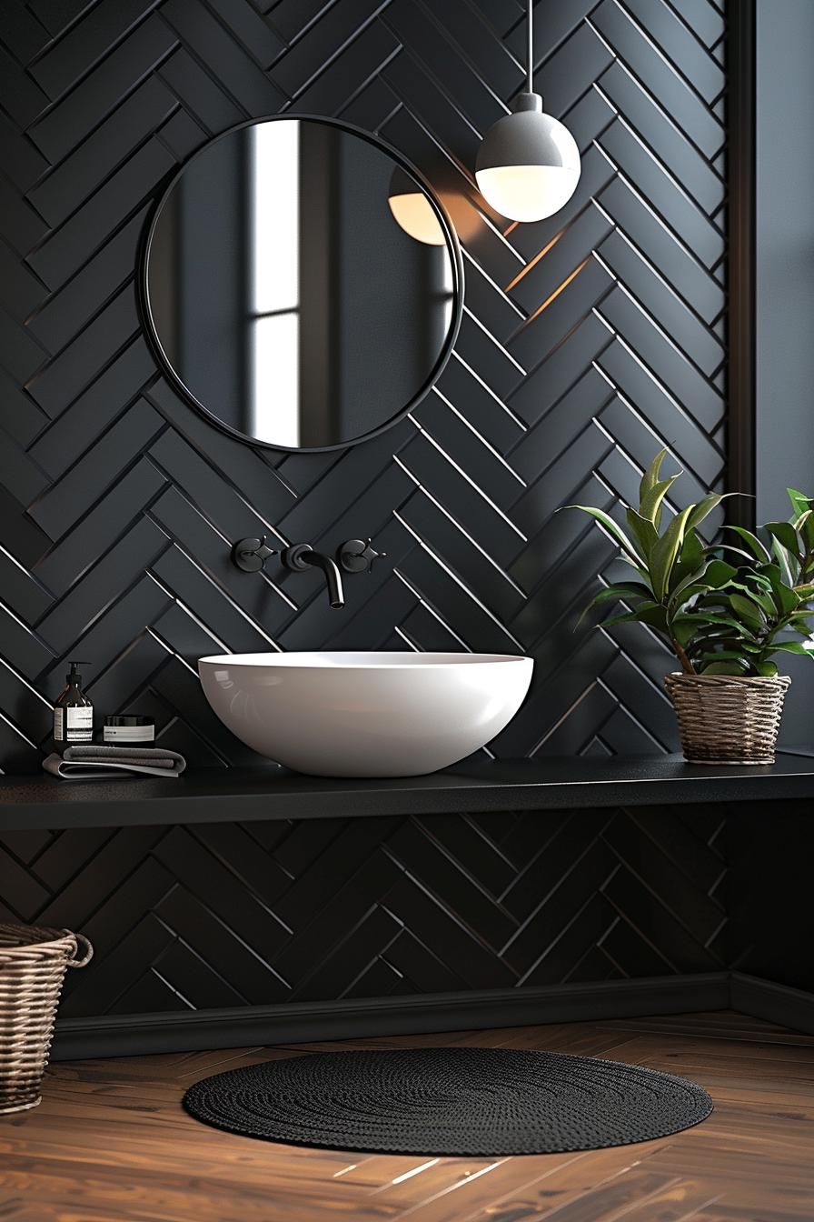 16. Elegant Herringbone Tiles Bathroom-0