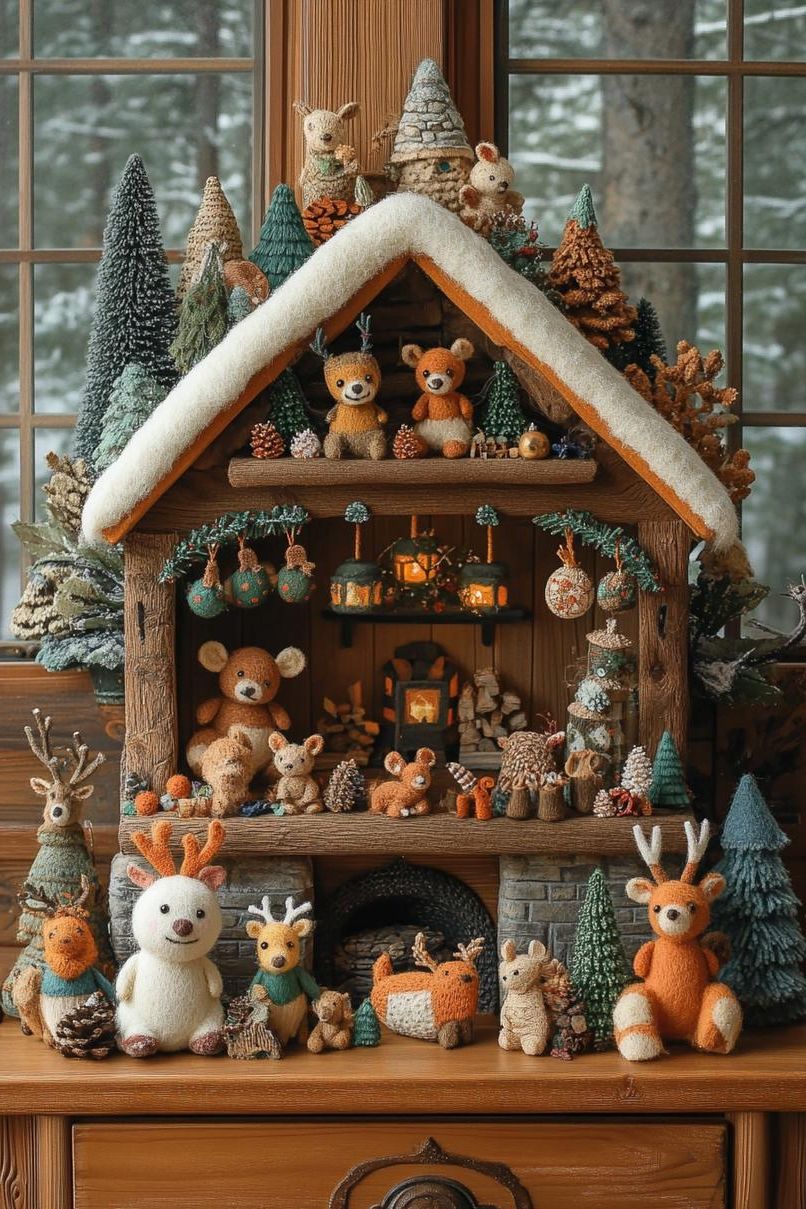 21 Cozy Mountain Lodge Christmas Decor Ideas 44 17. Festive DIY Forest Creatures-2