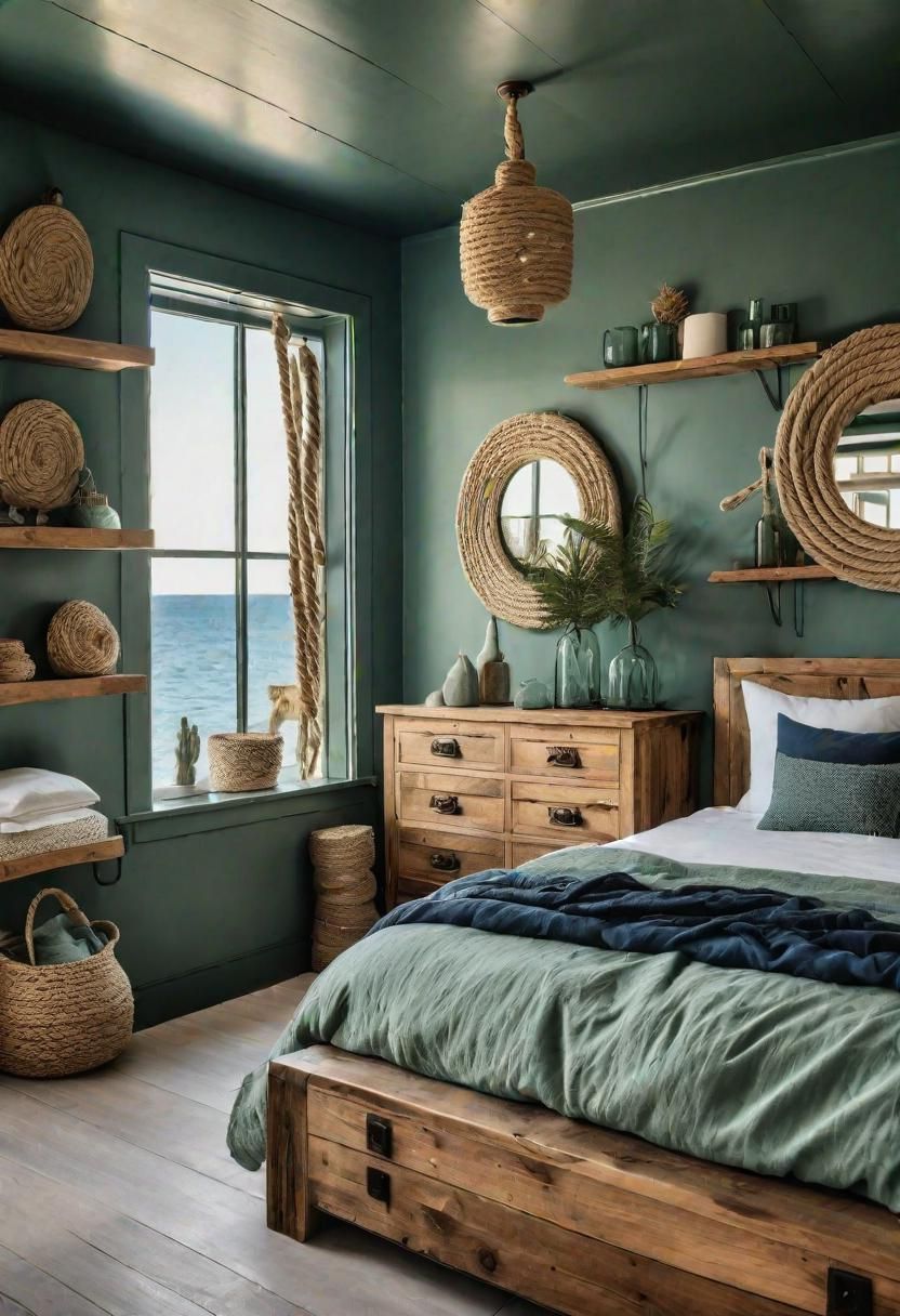 39 Sage Green Farmhouse Bedroom Ideas: Trendy Rustic Chic 47 29. Seaside Sage Green Bedroom Inspiration-0