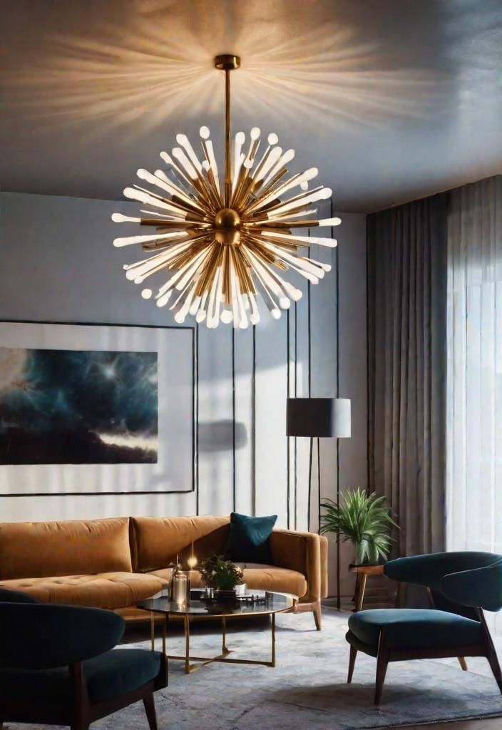 27 Beautiful Mid Century Modern Living Rooms 13 10. Sputnik Chandelier Trend-0