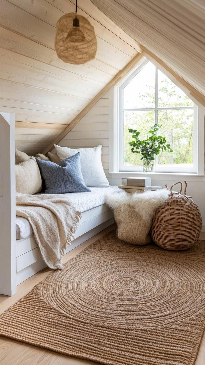15 Genius Small Attic Bedroom Ideas To Maximize Space 20 6. Skylight Couch Nook: Position a small couch or chair under a skylight for natural light illumination-2