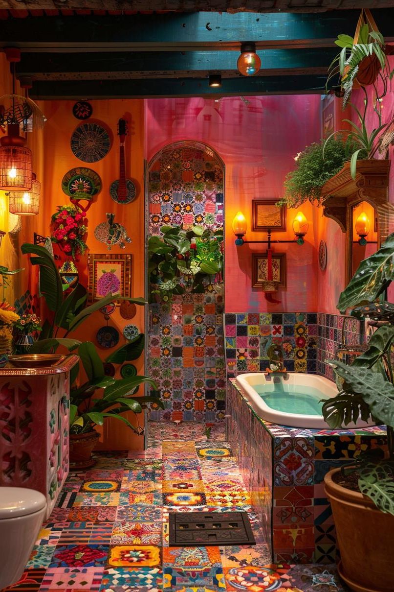 23 Dream Bathrooms to Inspire Your Creative Genius 26 14. Artistic Bohemian Bathrooms: Mosaic Magic-1