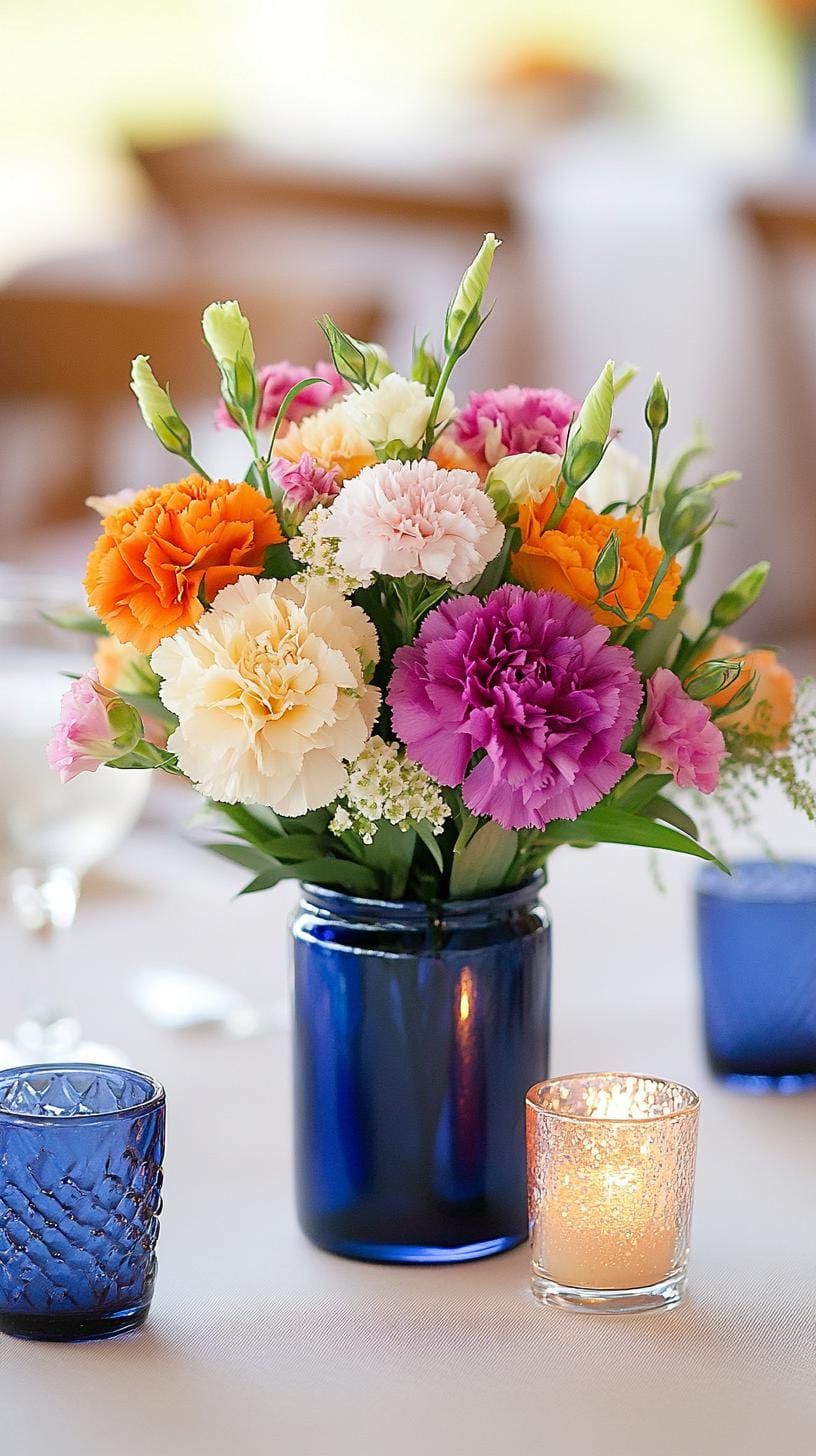 15 New Winter Floral Arrangements For Stunning Centerpieces 39 14. Sapphire Carnation Centerpieces-0