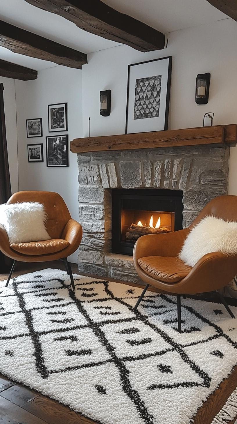 20. Contemporary gas insert within original mid-century stone surround-1