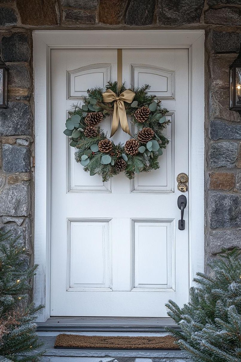 16 Unique Front Porch Christmas Decor Ideas for Holiday Season 7 2. Festive Doorway Garland Design-1