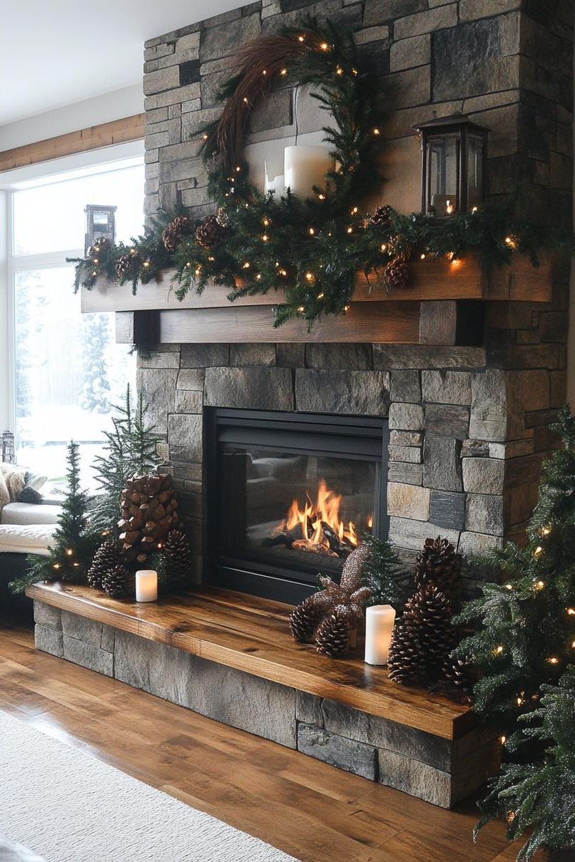 3. Rustic Christmas Mantle Decor Ideas-0