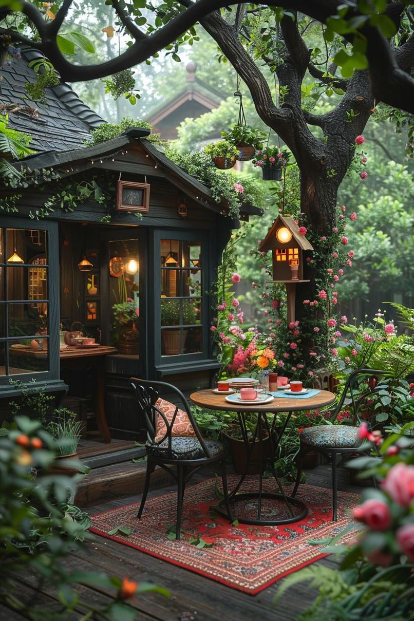 25 Stunning Small Garden Layout Ideas 6 2. Vintage Mini Bistro Garden-0