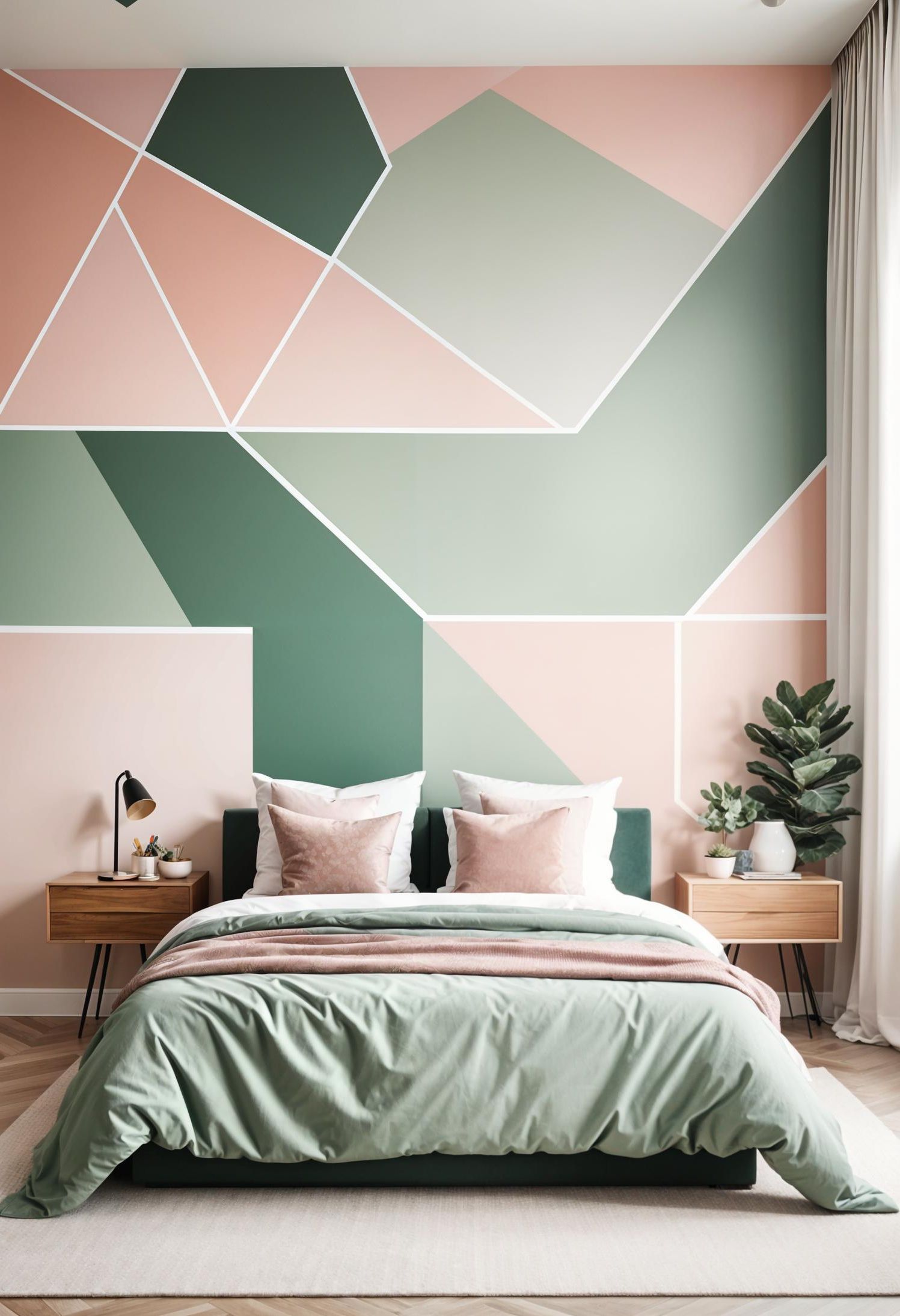 6. Geometric Mural for Bedroom Boldness-0