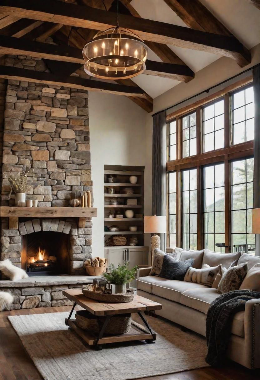 43 Modern Living Room Inspirations: Chic, Spacious, and Vibrant 14 12. Rustic Farmhouse Living Room Inspiration-0