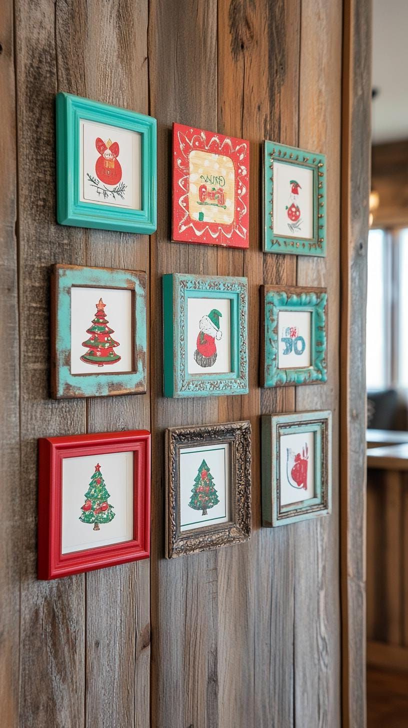 15 Elegant Christmas Decor Ideas to Easily Transform Your Home 40 15. Festive Holiday Card Wall Decor-1
