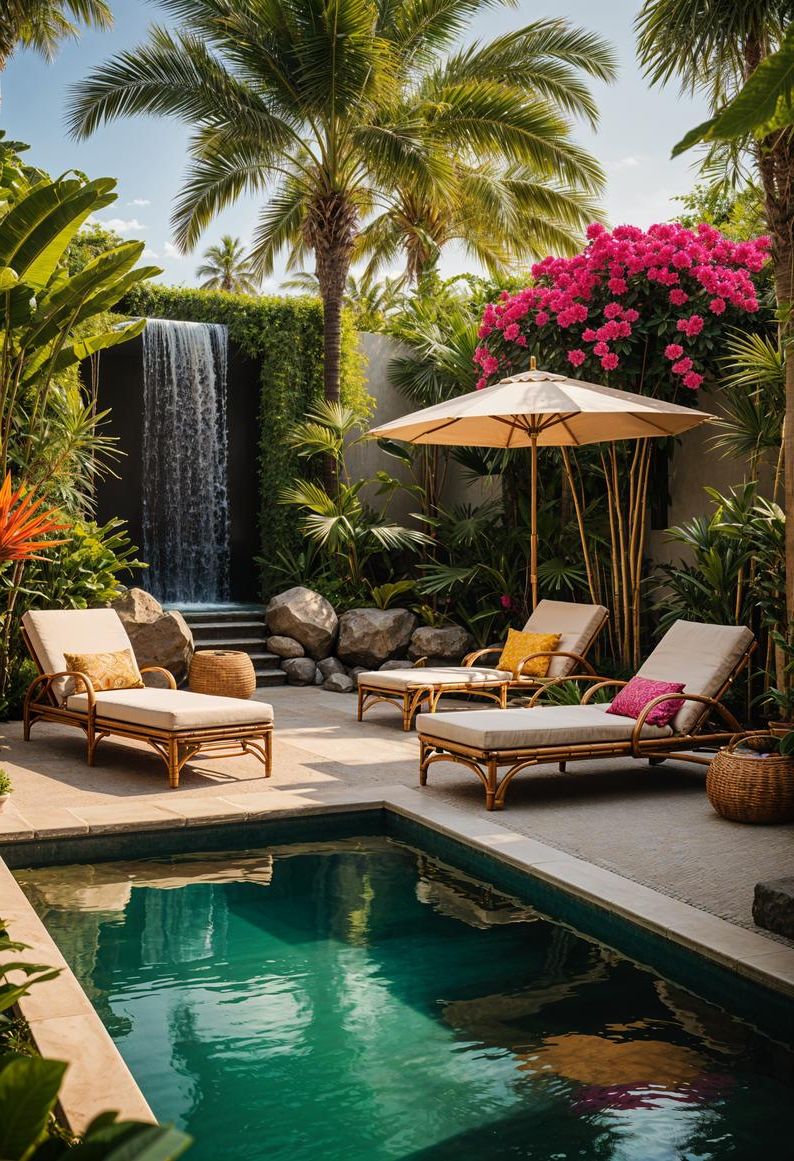 25 Stunning Small Garden Layout Ideas 29 13. Tropical Garden Oasis Design-1