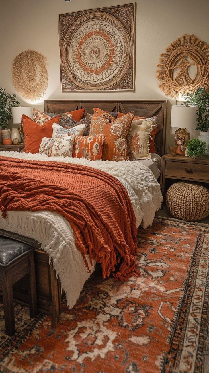 15 Unique Boho Bedroom Decor Ideas You Need To See 6 2. Patterned pillows for boho bedrooms-0