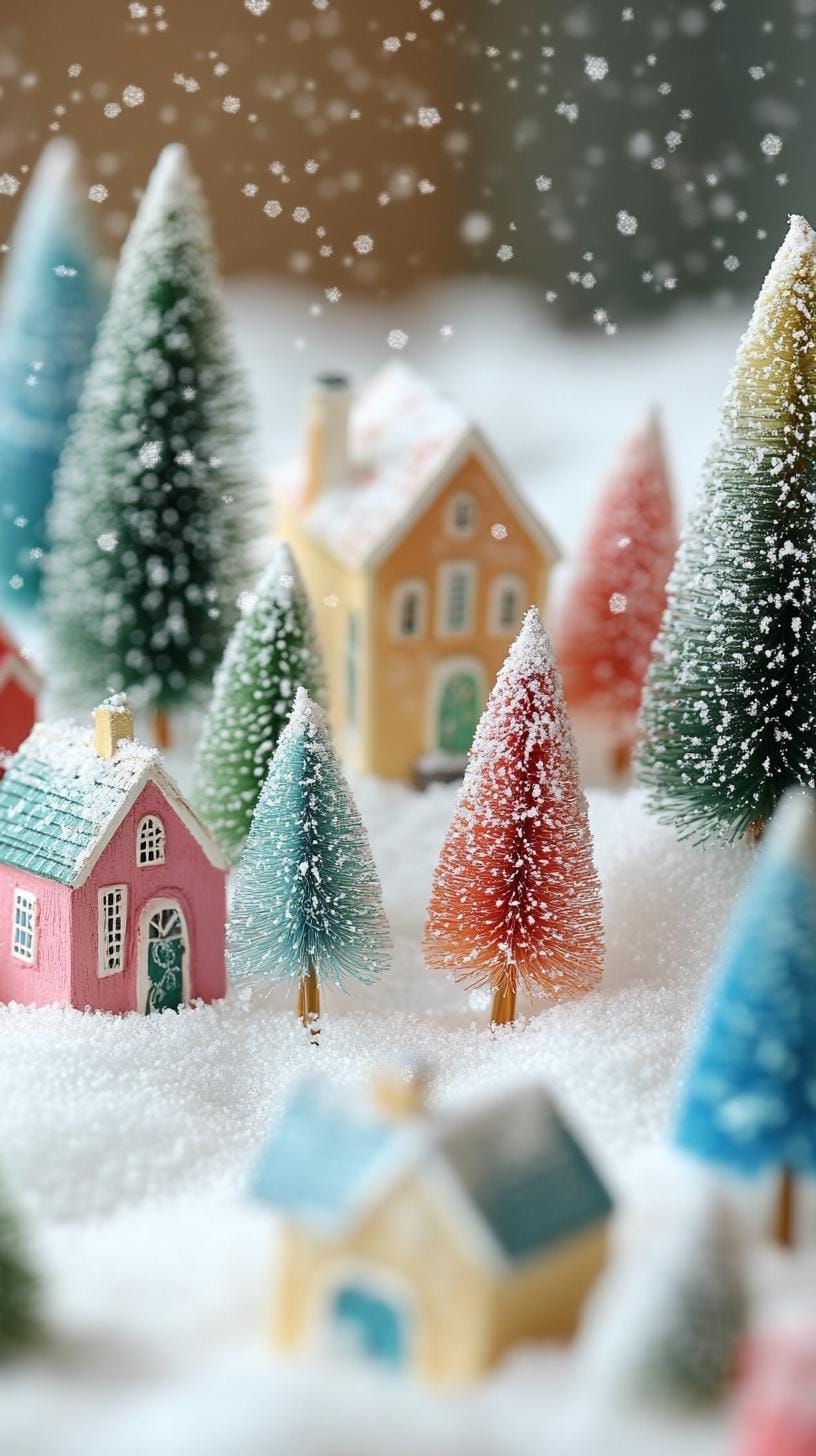 21 Magical Christmas Decor Inspiration for a Cozy Home 9 3. Winter Wonderland Bottle-Brush Village-1