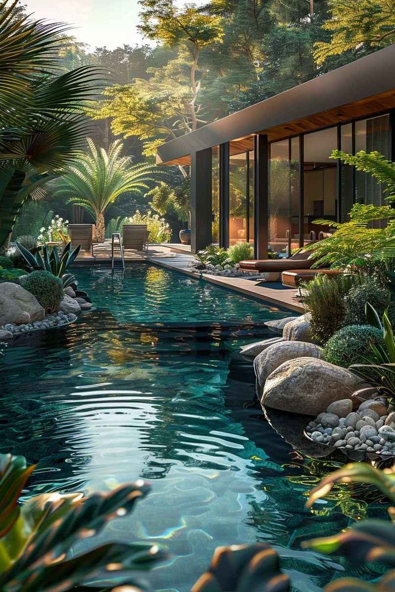 15 Modern Pool Designs Transforming Your Backyard 25 9. Sustainable Swimming Pond Designs-1