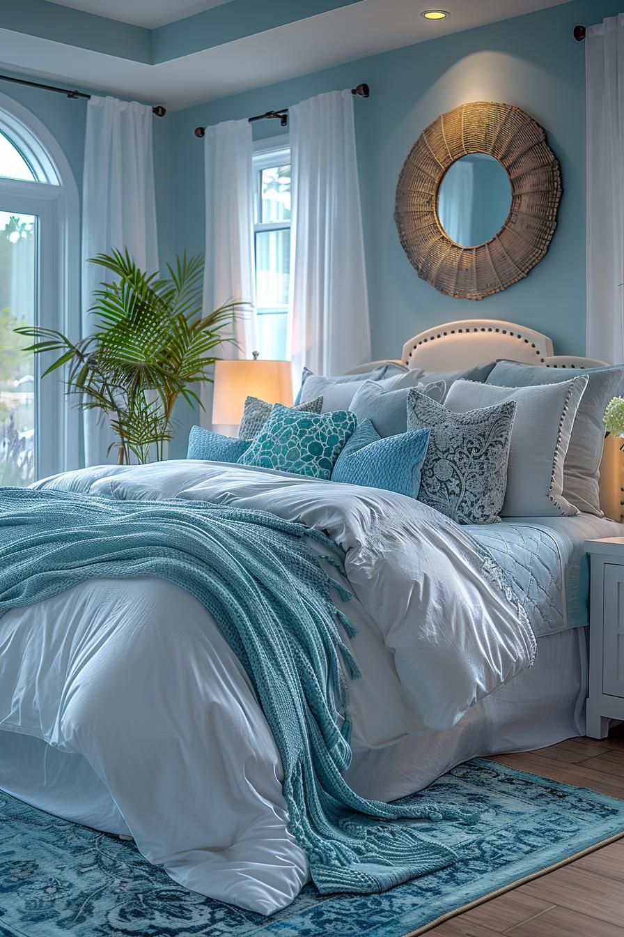 21 Modern Coastal Bedroom Ideas For a Relaxing Retreat 8 3. Airy Coastal Bedroom Curtains-0