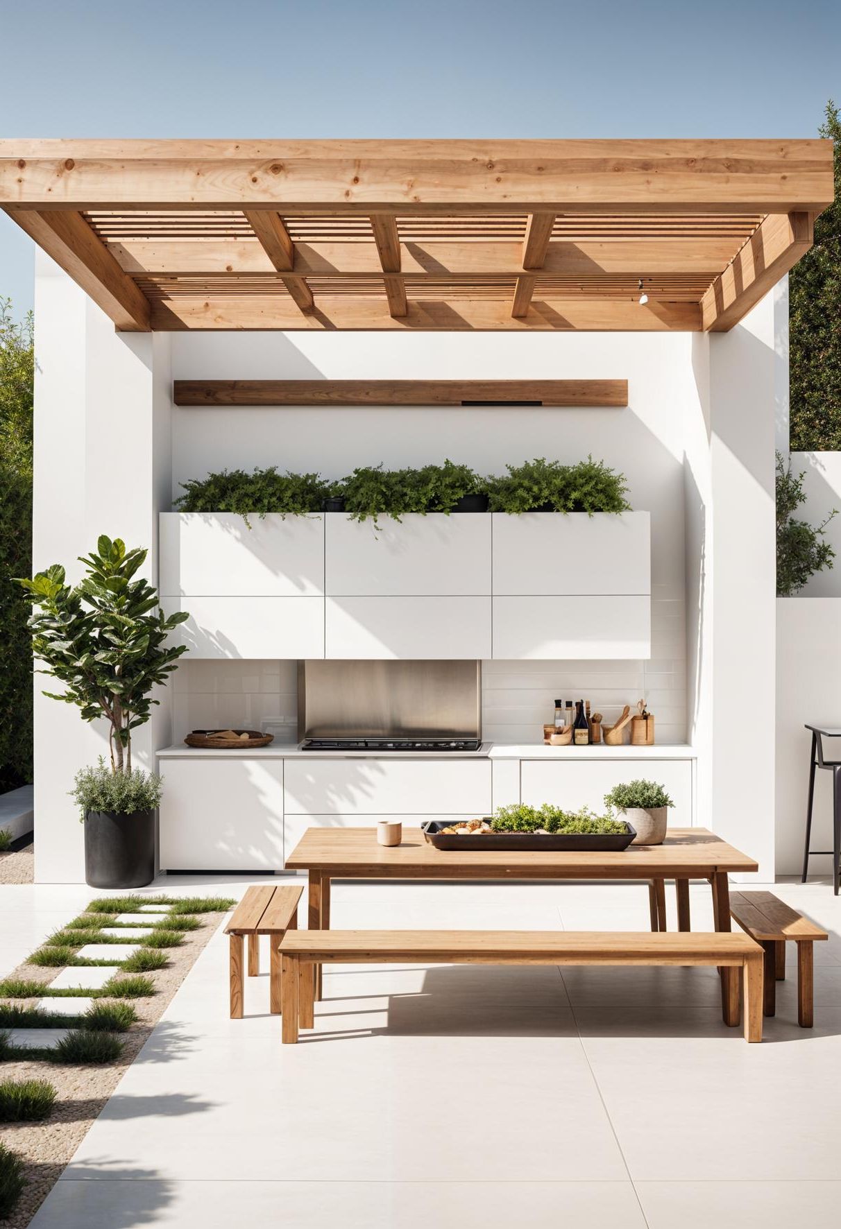 21 Stunning Outdoor Kitchen Patio Ideas (NEW) 50 18. Nordic Style Outdoor Kitchen Design-2